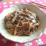 鯖とひらたけの梅七味パスタ